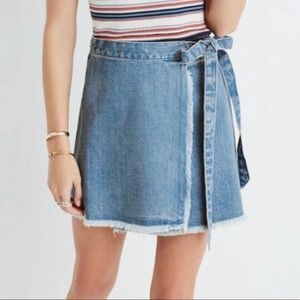 Madewell Raw-Hem Mini Wrap Skirt